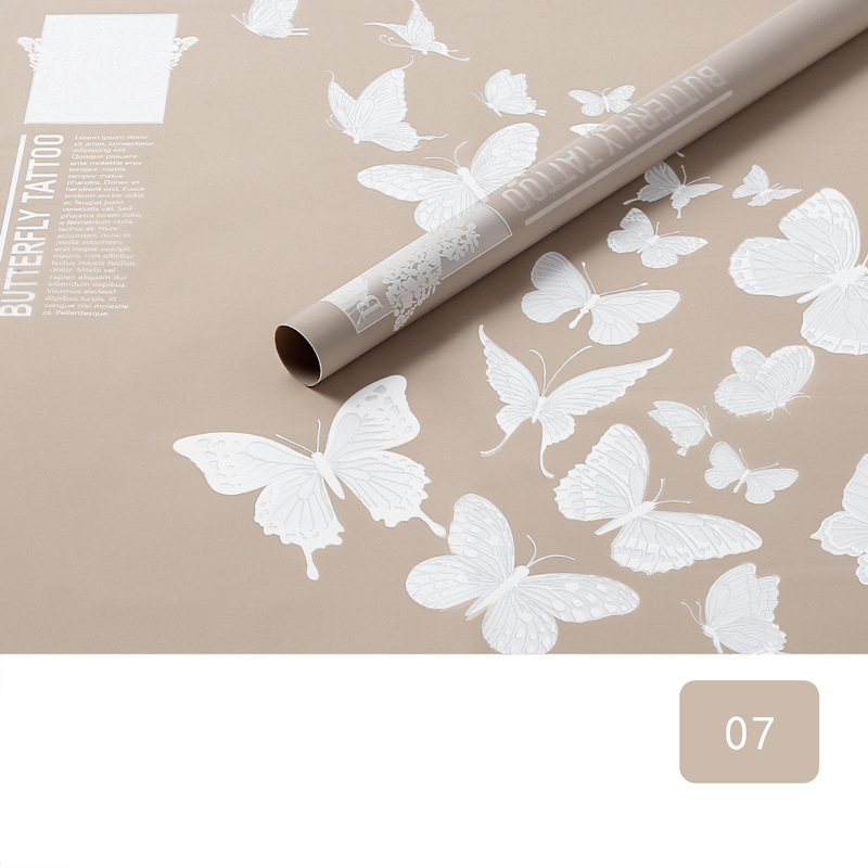 MYHC-14 Butterfly Pattern Opaque Matte Flower Wrapping Paper