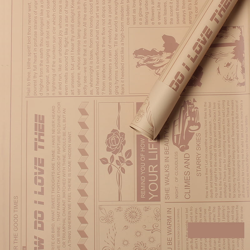 MYHC-21 Retro Newspaper Style Cowhide Flowers Wrapping Paper