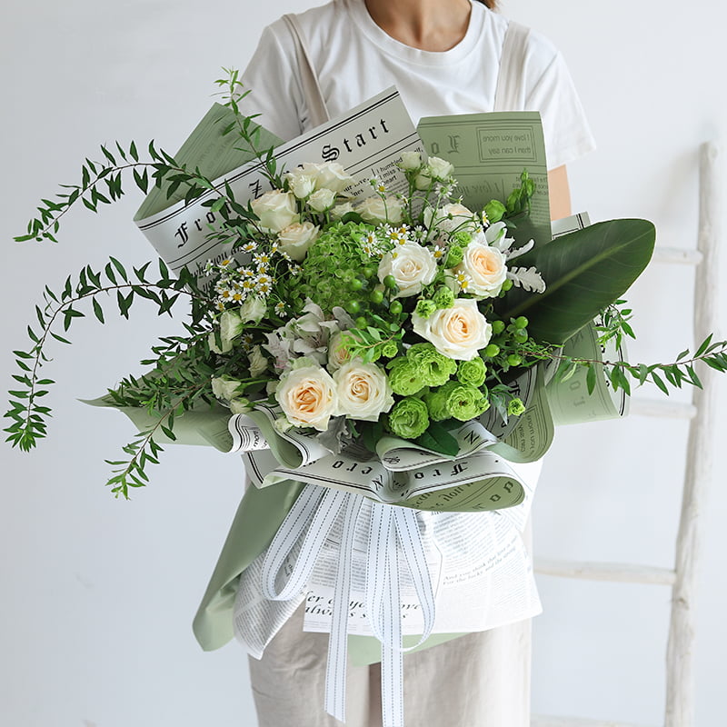 MYHC-23 Single-Sided Newspaper Style, Double-Sided At Double-Color Cowhide Flower Packaging Film