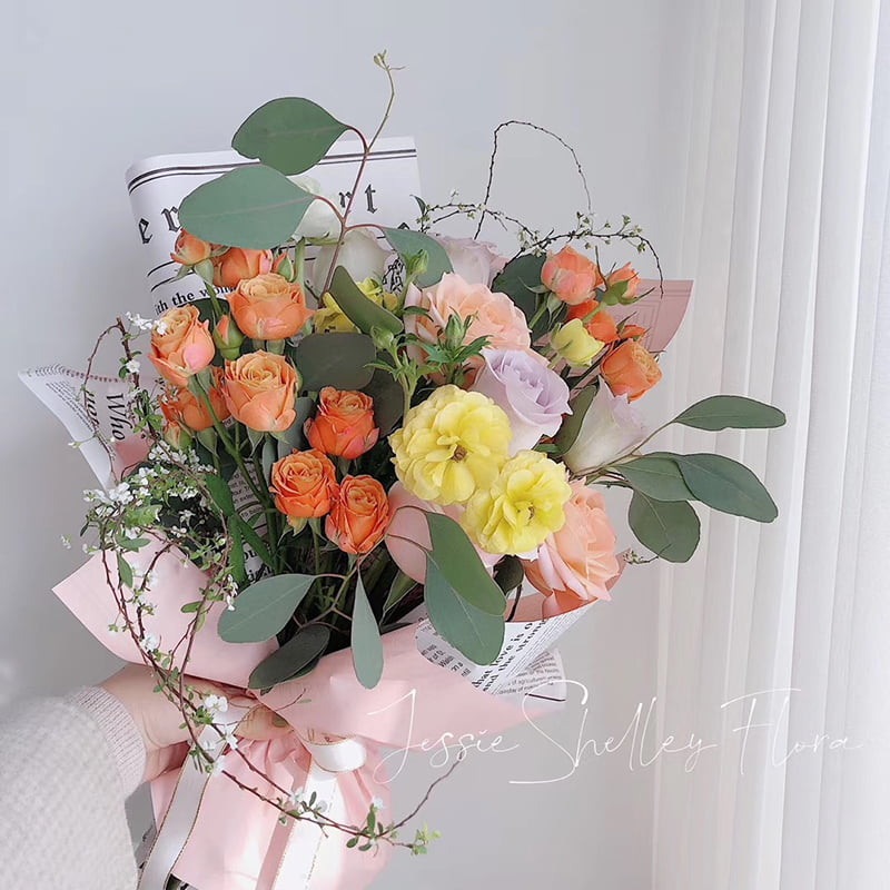 MYHC-23 Single-Sided Newspaper Style, Double-Sided At Double-Color Cowhide Flower Packaging Film