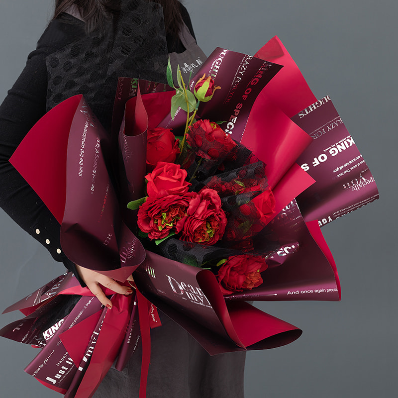 MYHC-25 Single-Side Reflective English Printing, Pearlescent Film, Cowhide Flower Packaging Film