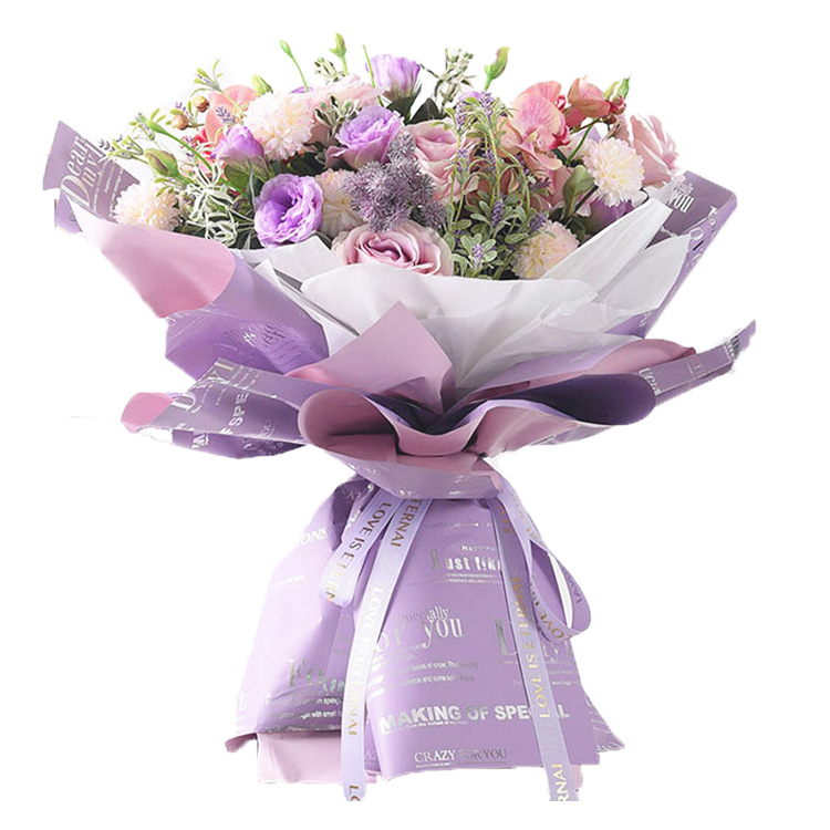 MYHC-25 Single-Side Reflective English Printing, Pearlescent Film, Cowhide Flower Packaging Film