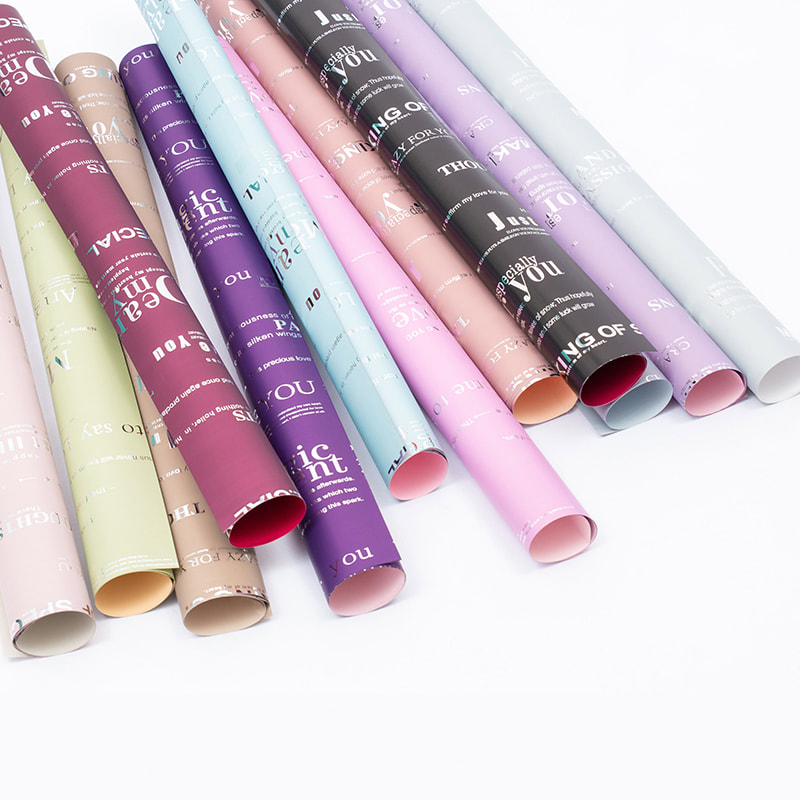 MYHC-25 Single-Side Reflective English Printing, Pearlescent Film, Cowhide Flower Packaging Film