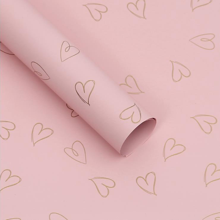 MYHC-28 Hugis-Puso na Line Drawing Monochrome Cowhide Flowers Wrapping Paper