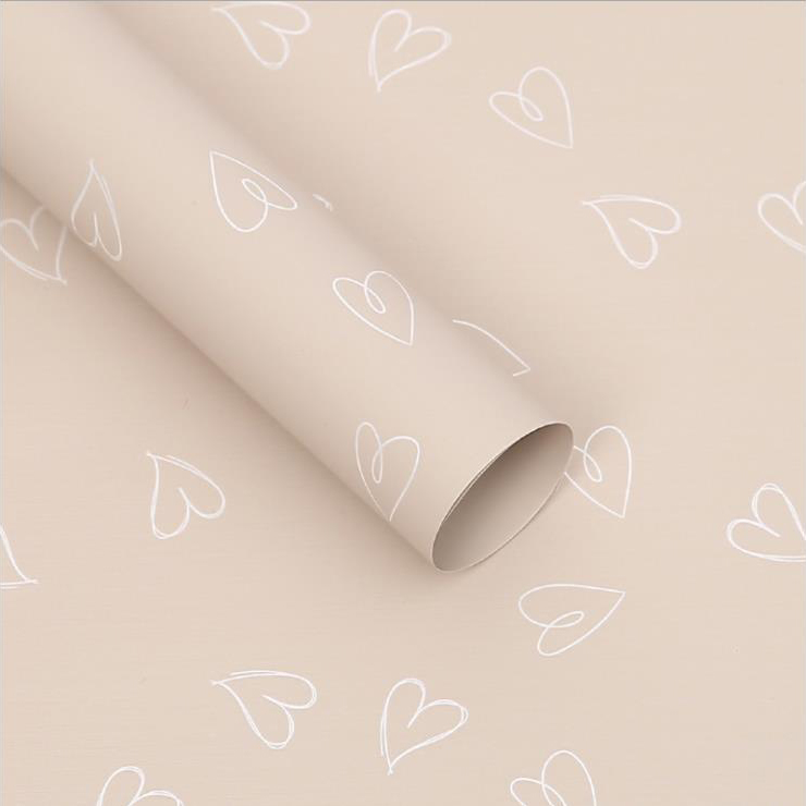 MYHC-28 Hugis-Puso na Line Drawing Monochrome Cowhide Flowers Wrapping Paper