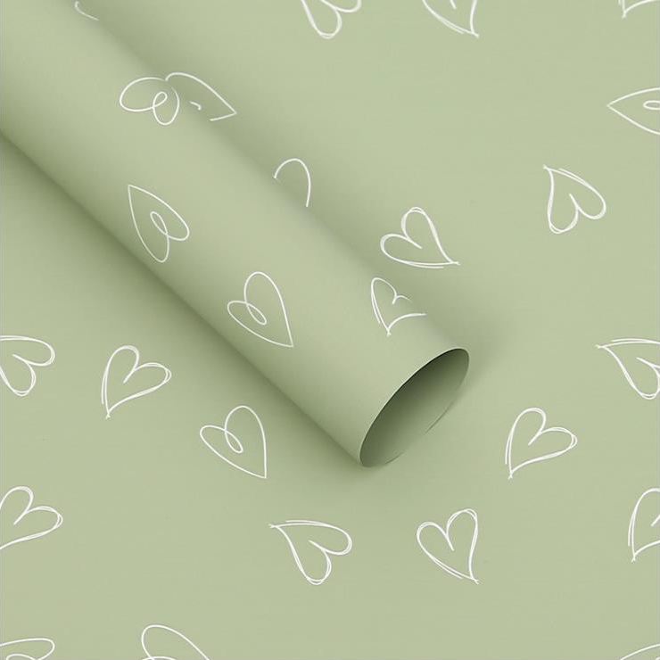 MYHC-28 Hugis-Puso na Line Drawing Monochrome Cowhide Flowers Wrapping Paper