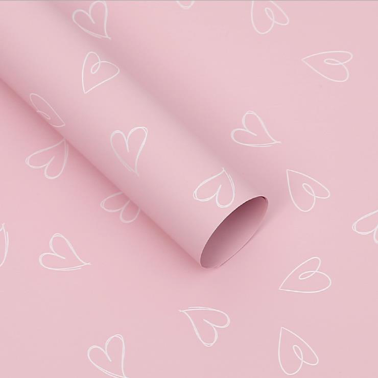 MYHC-28 Hugis-Puso na Line Drawing Monochrome Cowhide Flowers Wrapping Paper