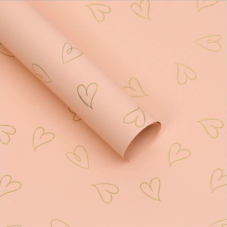 MYHC-28 Hugis-Puso na Line Drawing Monochrome Cowhide Flowers Wrapping Paper