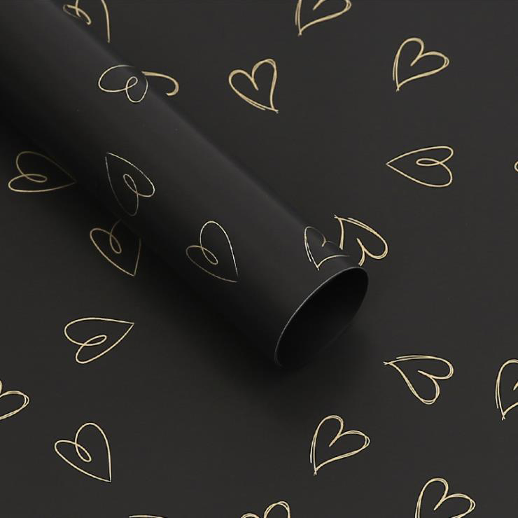 MYHC-28 Hugis-Puso na Line Drawing Monochrome Cowhide Flowers Wrapping Paper