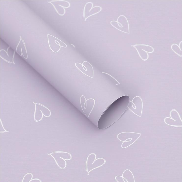 MYHC-28 Hugis-Puso na Line Drawing Monochrome Cowhide Flowers Wrapping Paper