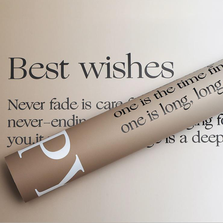 MYHC-38 INS English Gradient Bopp Cowhide Flowers Wrapping Paper