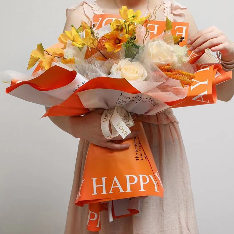MYHC-38 INS English Gradient Bopp Cowhide Flowers Wrapping Paper