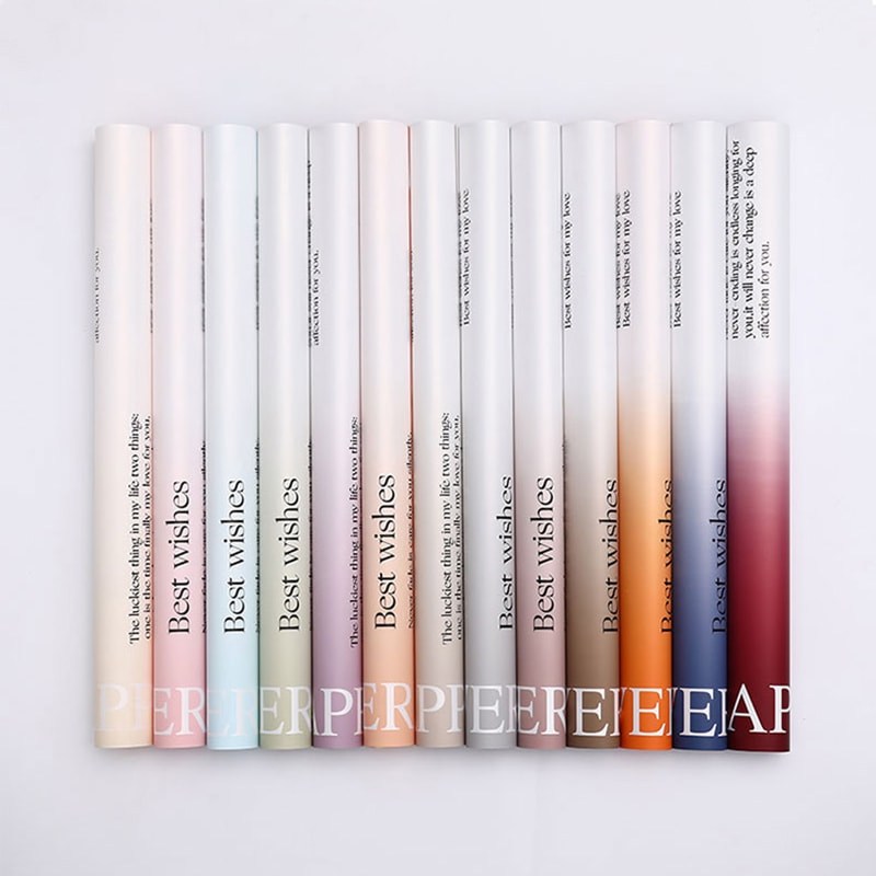 MYHC-38 INS English Gradient Bopp Cowhide Flowers Wrapping Paper