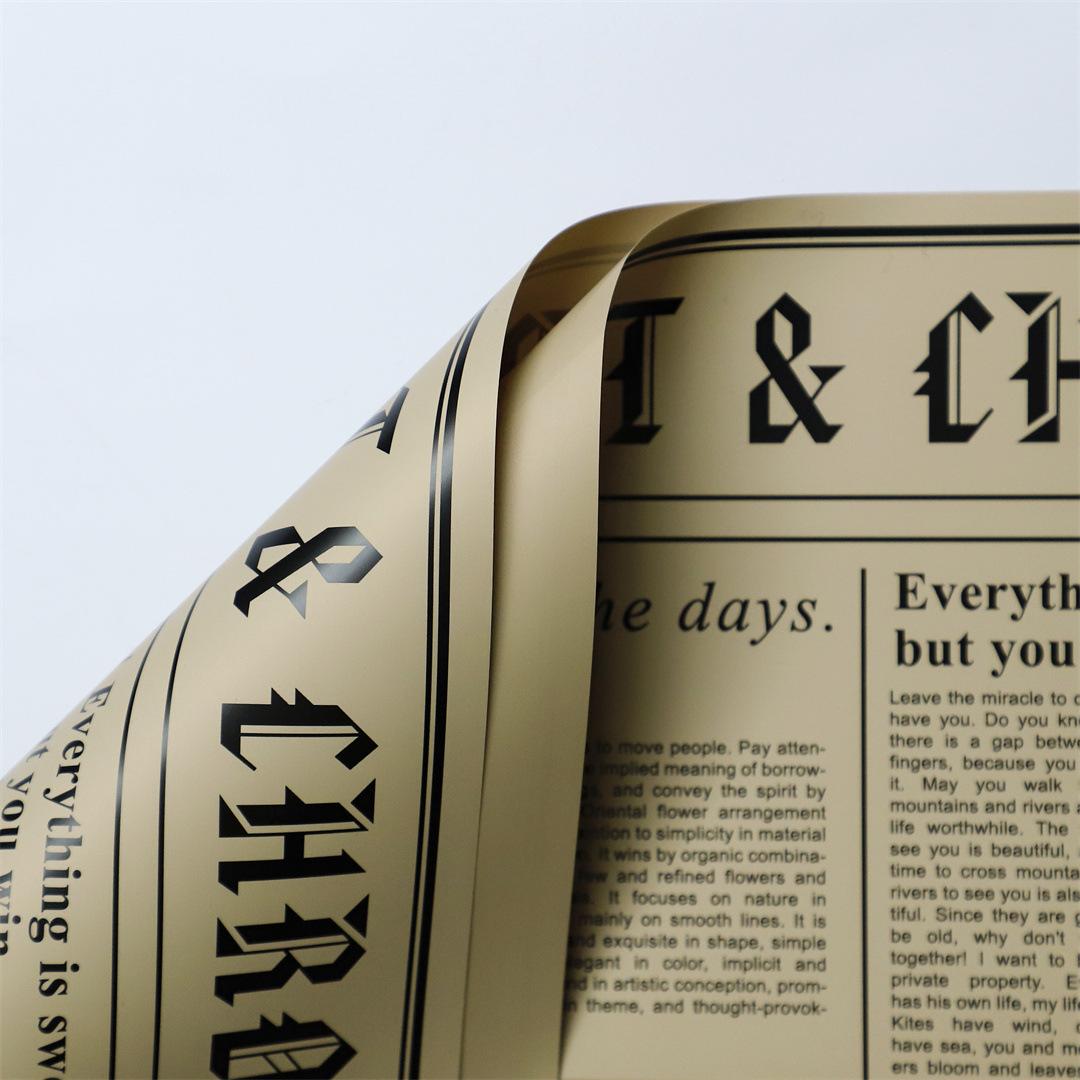 MYHC-41 Single-Sided Newspaper Style Cowhide Flowers Wrapping Paper
