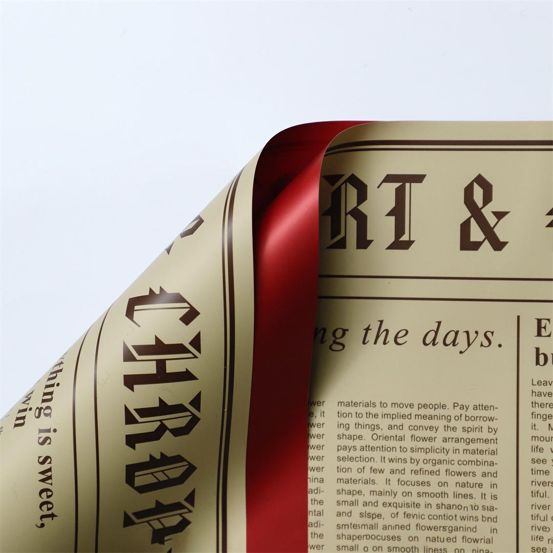 MYHC-41 Single-Sided Newspaper Style Cowhide Flowers Wrapping Paper