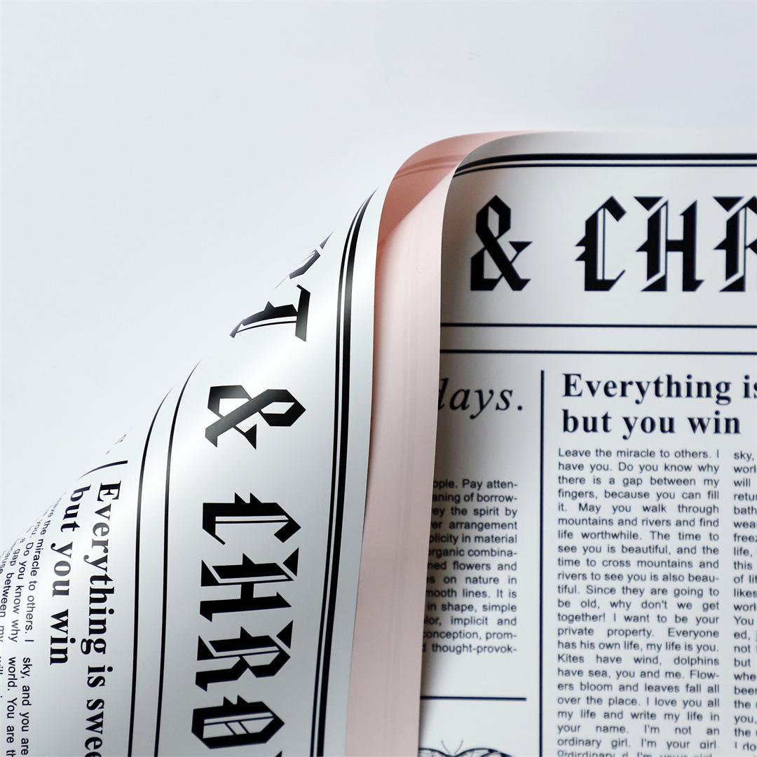MYHC-41 Single-Sided Newspaper Style Cowhide Flowers Wrapping Paper