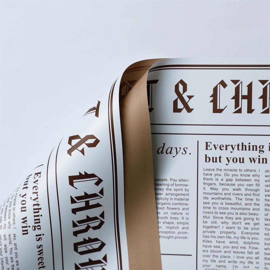 MYHC-41 Single-Sided Newspaper Style Cowhide Flowers Wrapping Paper