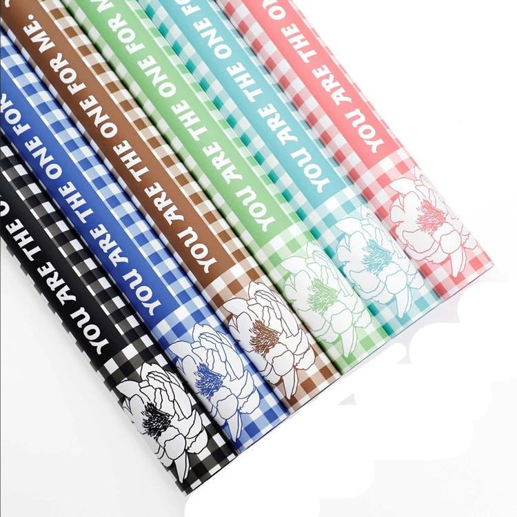 MYHC-41 Single-Sided Newspaper Style Cowhide Flowers Wrapping Paper
