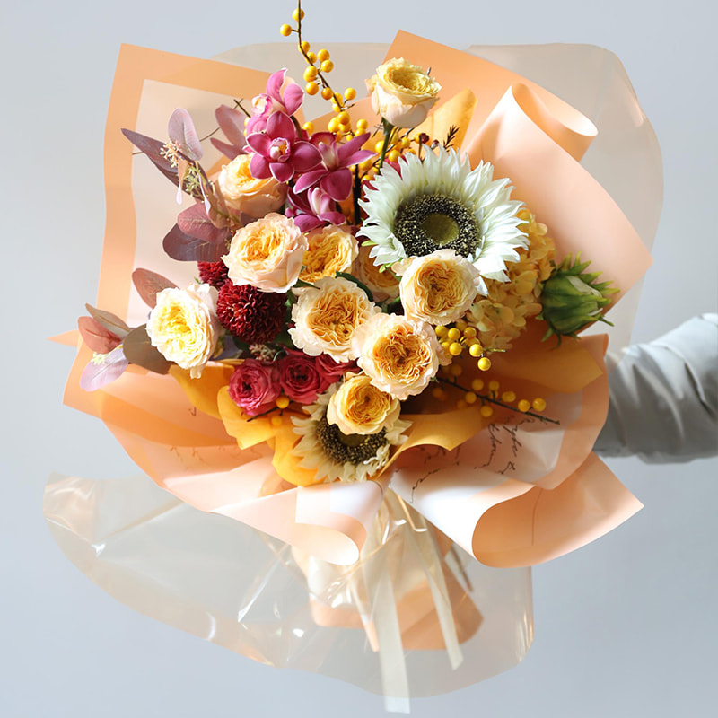 MYHC-42 Simple Style Contrast Border Cotton Flower Wrapping Paper