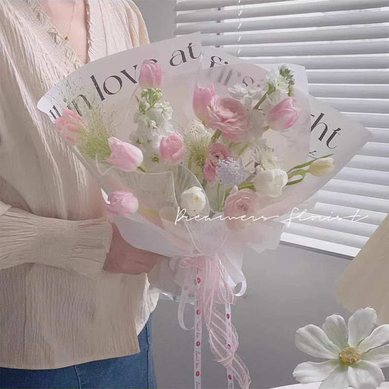MYHC-53 One-Sided Love At First Sight English Dekorasyon na Plastic Flower Wrapping Paper