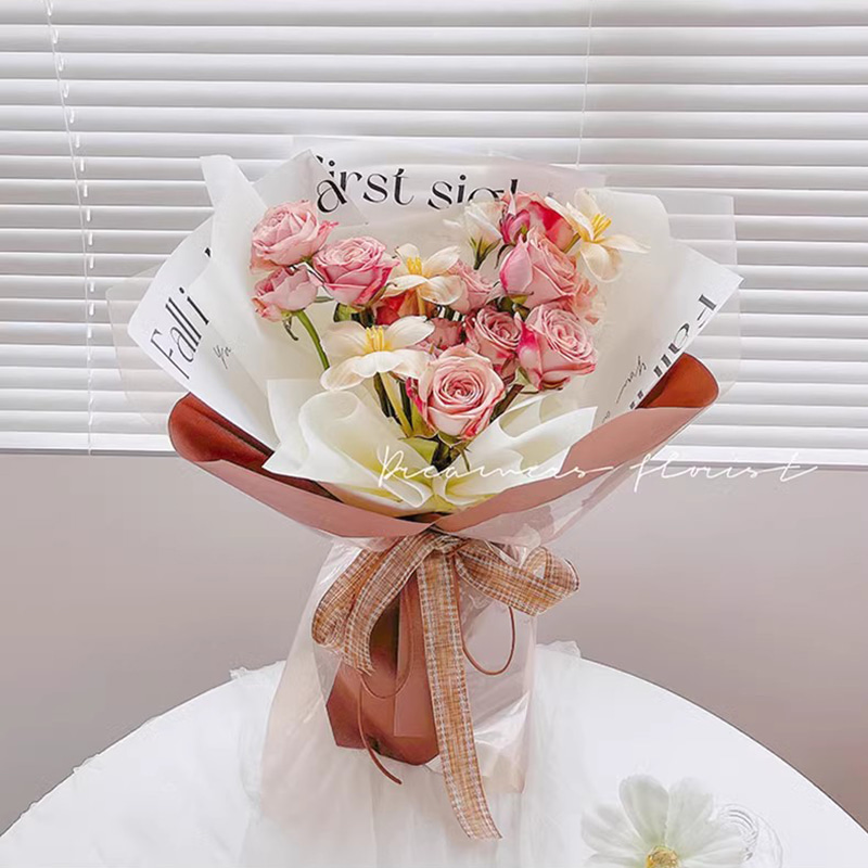 MYHC-53 One-Sided Love At First Sight English Dekorasyon na Plastic Flower Wrapping Paper