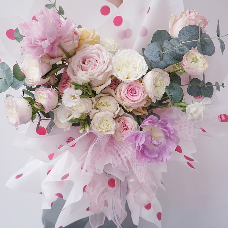 MYHC-58 Dot-Lined Cotton Flower Wrapping Paper