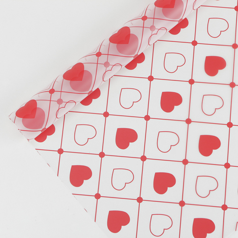 MYHC-60 Monochrome Love Plaid Pattern Transparent Flower Packaging Film