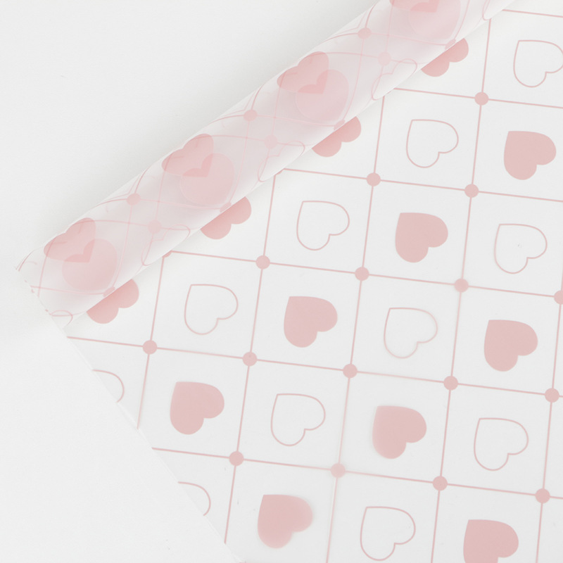 MYHC-60 Monochrome Love Plaid Pattern Transparent Flower Packaging Film