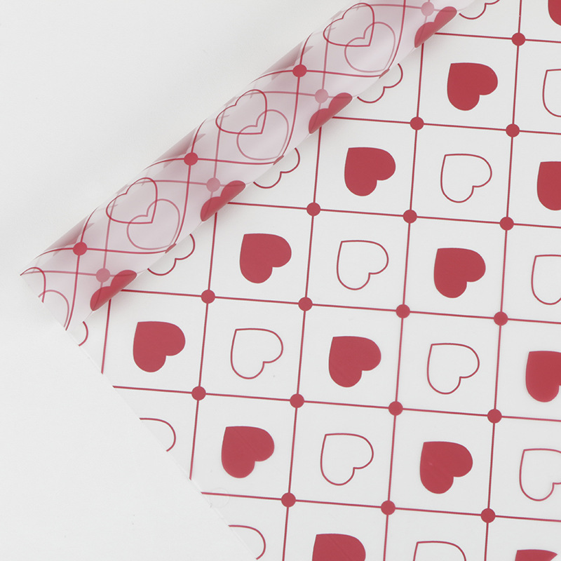 MYHC-60 Monochrome Love Plaid Pattern Transparent Flower Packaging Film