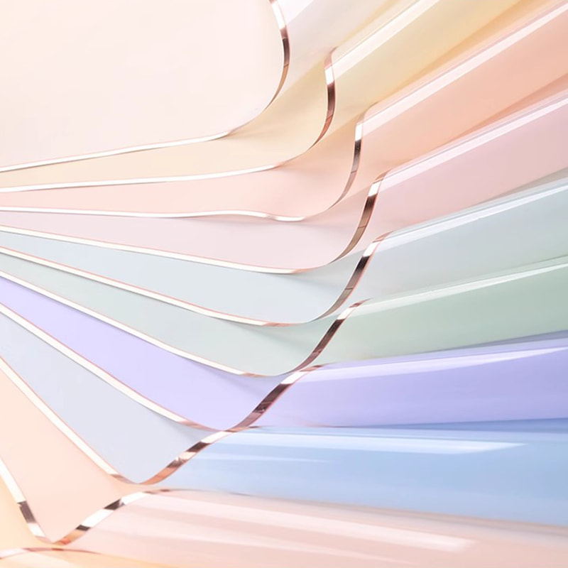 MYHC-72 Solid Color Gold Edge Water Light Film Transparent Flower Packaging Film