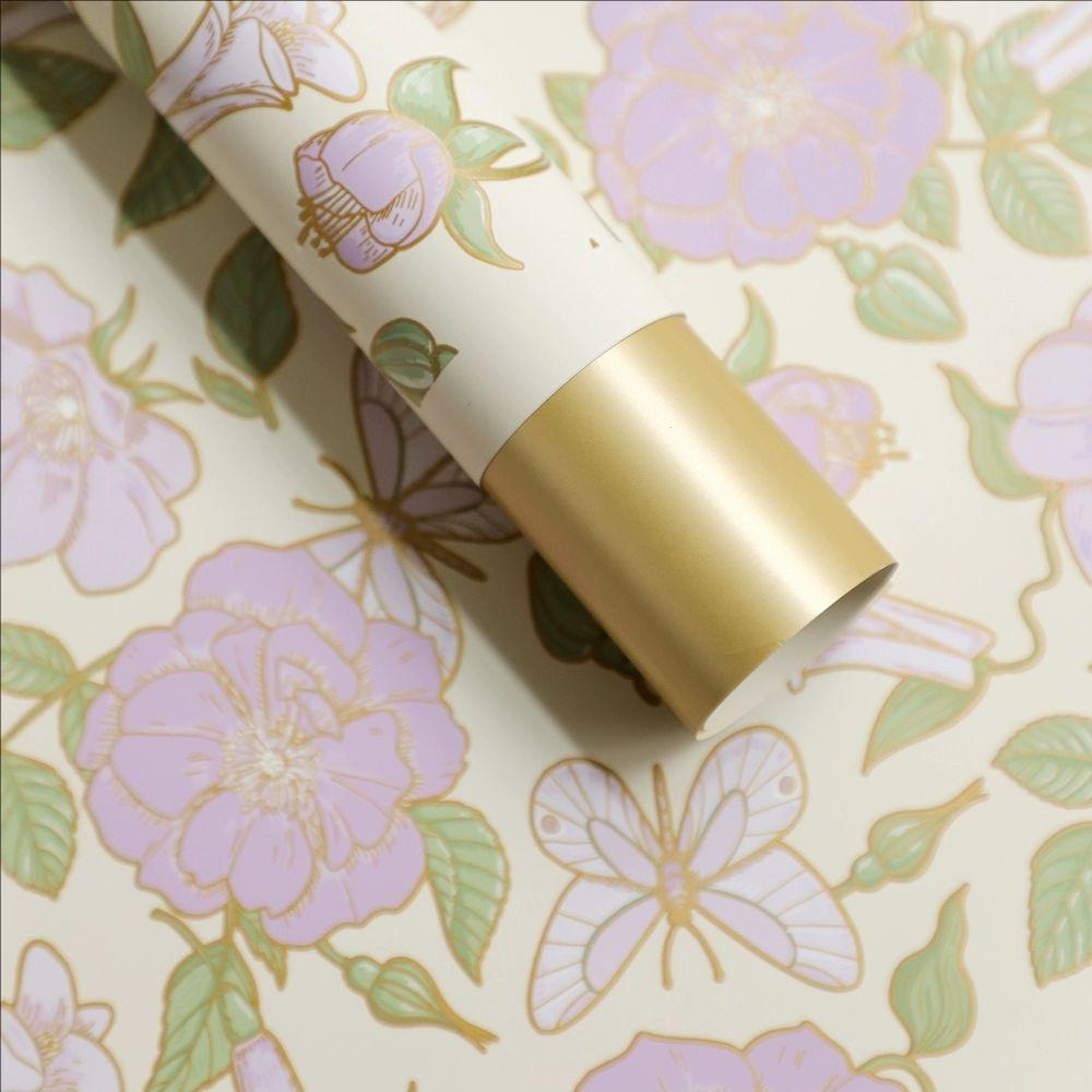 MYHC-76 Gold-Edged Vintage Camellia Pattern Pearlescent Film Flower Wrapping Paper