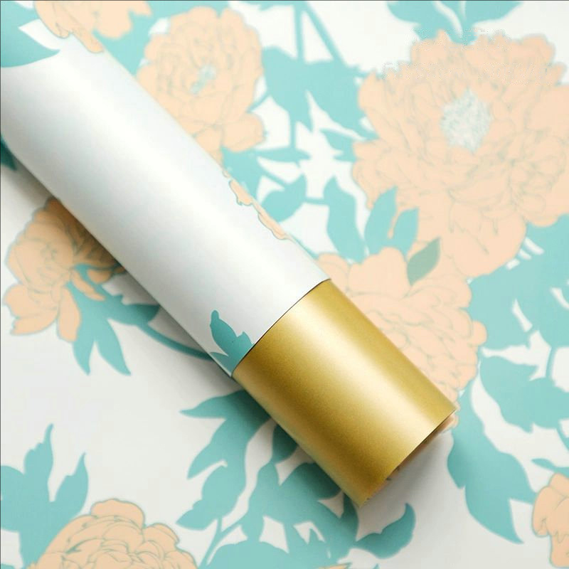 MYHC-78 Gold-Border Chinese Style Peony Pattern Pearlescent Film Flower Wrapping Paper