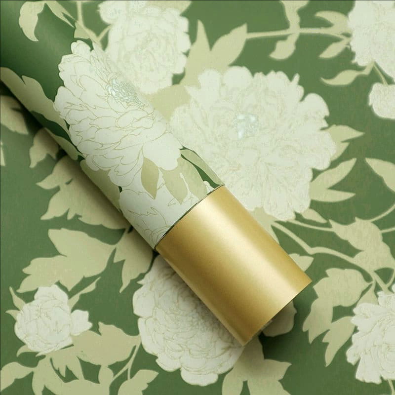MYHC-78 Gold-Border Chinese Style Peony Pattern Pearlescent Film Flower Wrapping Paper