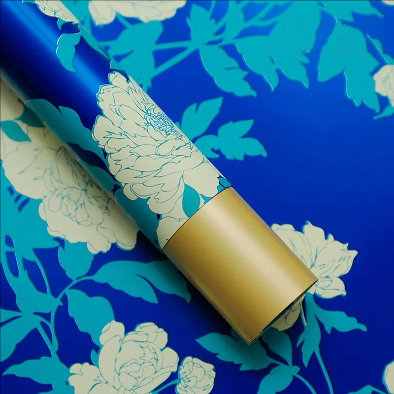 MYHC-78 Gold-Border Chinese Style Peony Pattern Pearlescent Film Flower Wrapping Paper