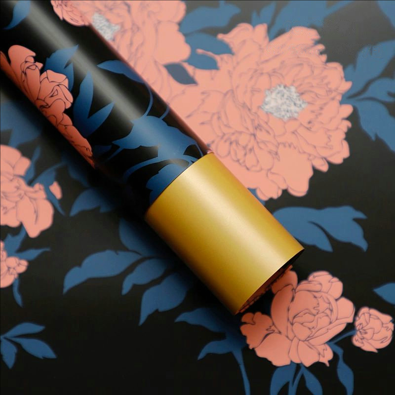 MYHC-78 Gold-Border Chinese Style Peony Pattern Pearlescent Film Flower Wrapping Paper