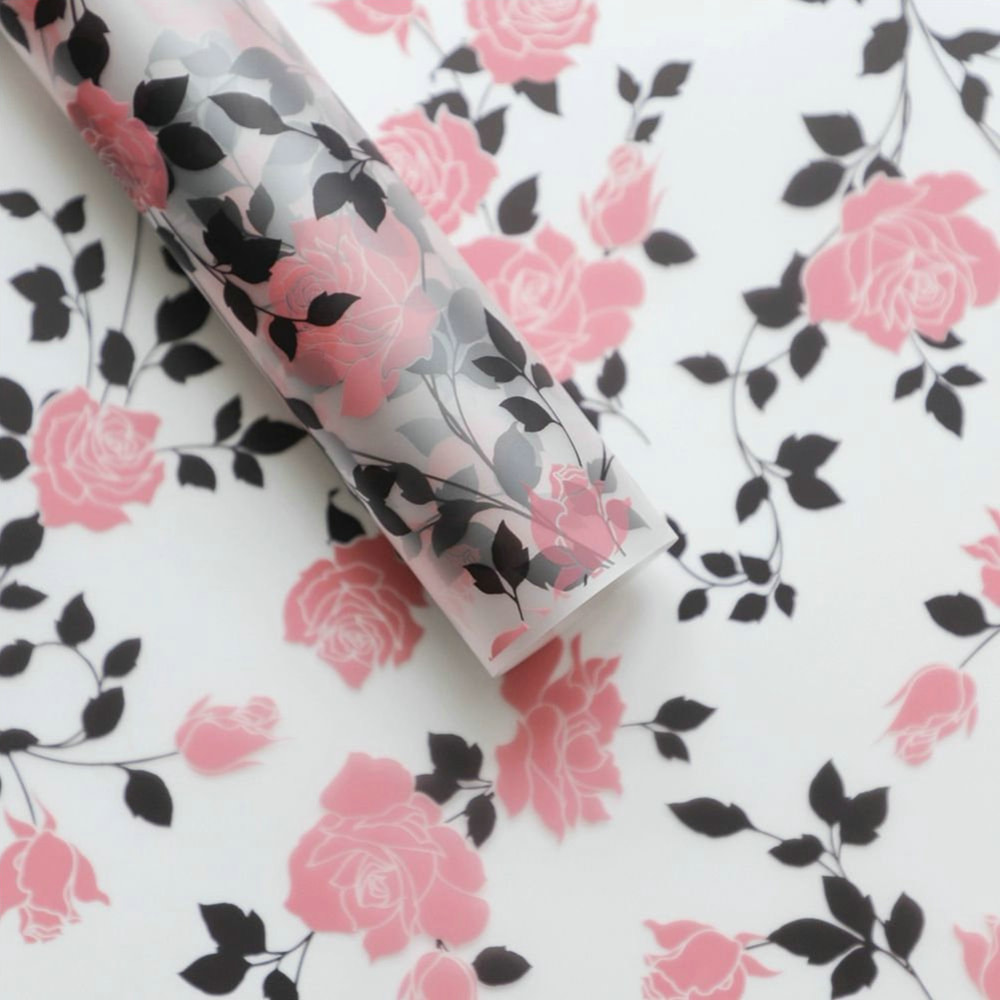 MYHC-79 Rose Print, Dalawang Kulay, Transparent na Flower Packaging Film