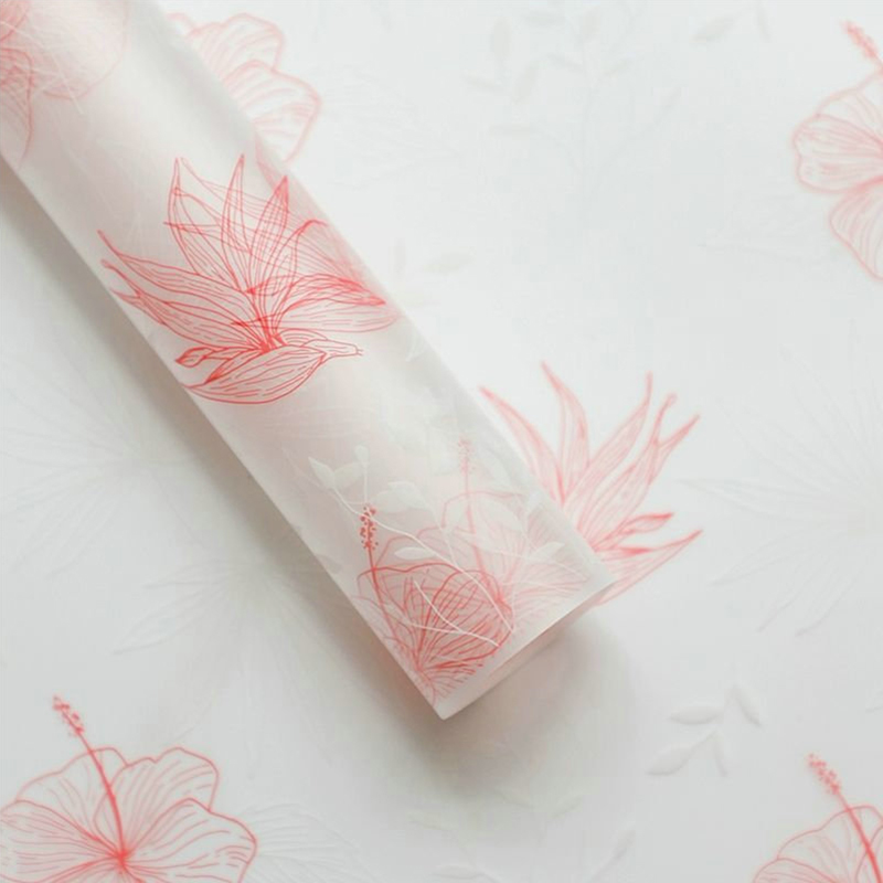 MYHC-80 Simple Plant Lines Transparent Film Flowers Wrapping Paper