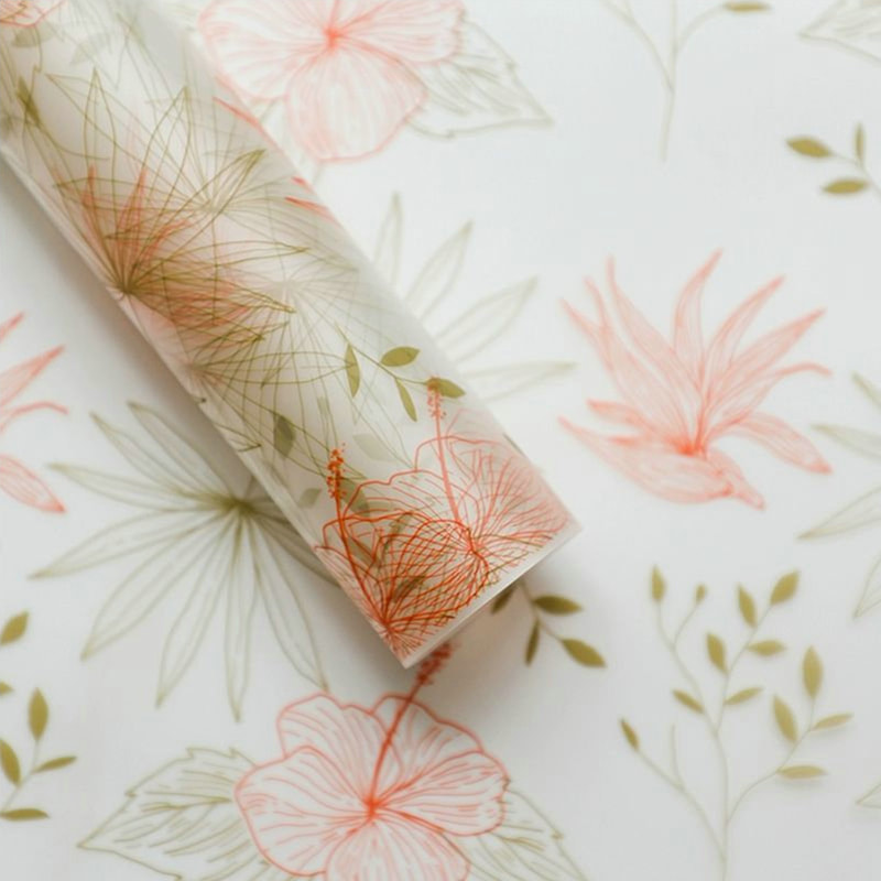 MYHC-80 Simple Plant Lines Transparent Film Flowers Wrapping Paper