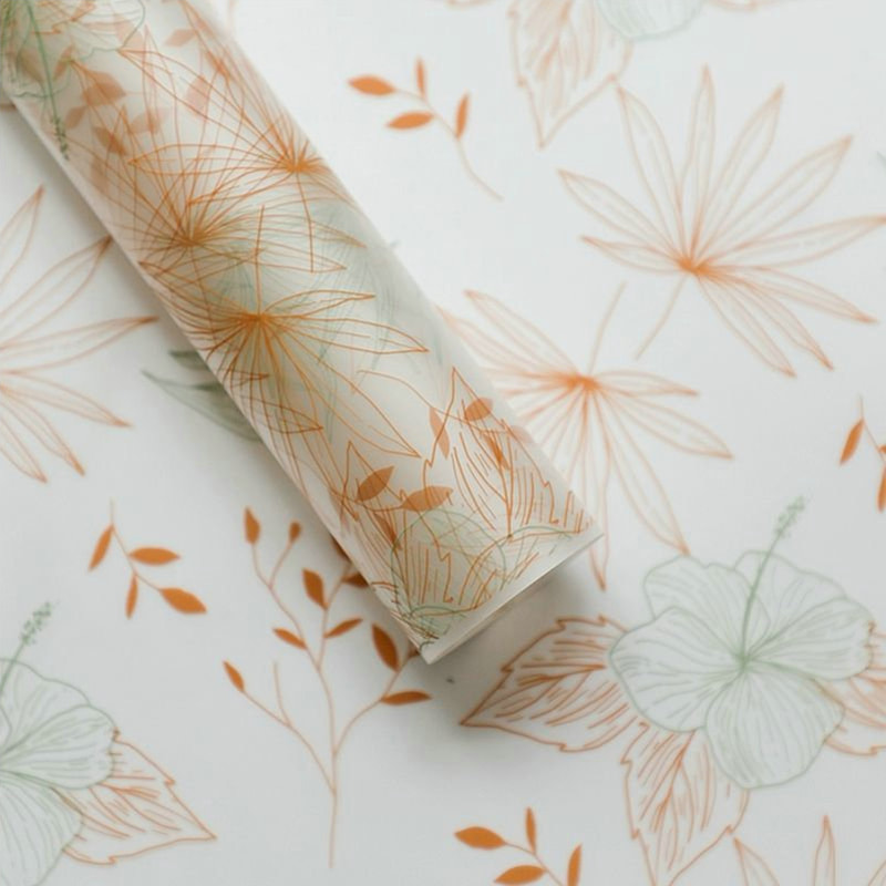MYHC-80 Simple Plant Lines Transparent Film Flowers Wrapping Paper