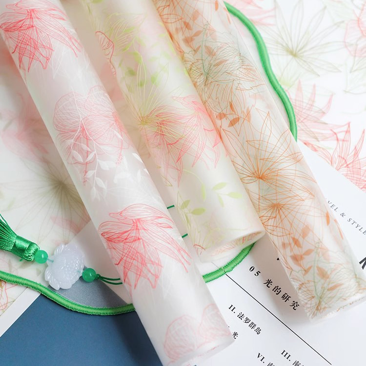 MYHC-80 Simple Plant Lines Transparent Film Flowers Wrapping Paper