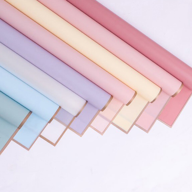 Gold-edged matte flower wrapping paper