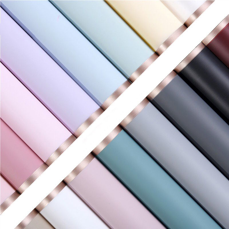 Gold-edged matte flower wrapping paper