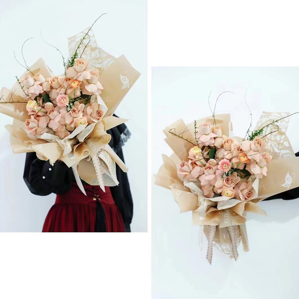 Waterproof Bouquet Packaging Nossa Paper na may Single-Sided Coating Hollowed Out Butterfly Print Design