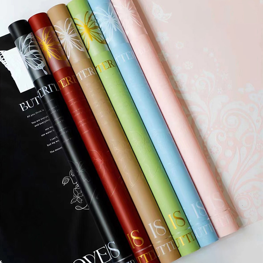 Waterproof Bouquet Packaging Nossa Paper na may Single-Sided Coating Hollowed Out Butterfly Print Design