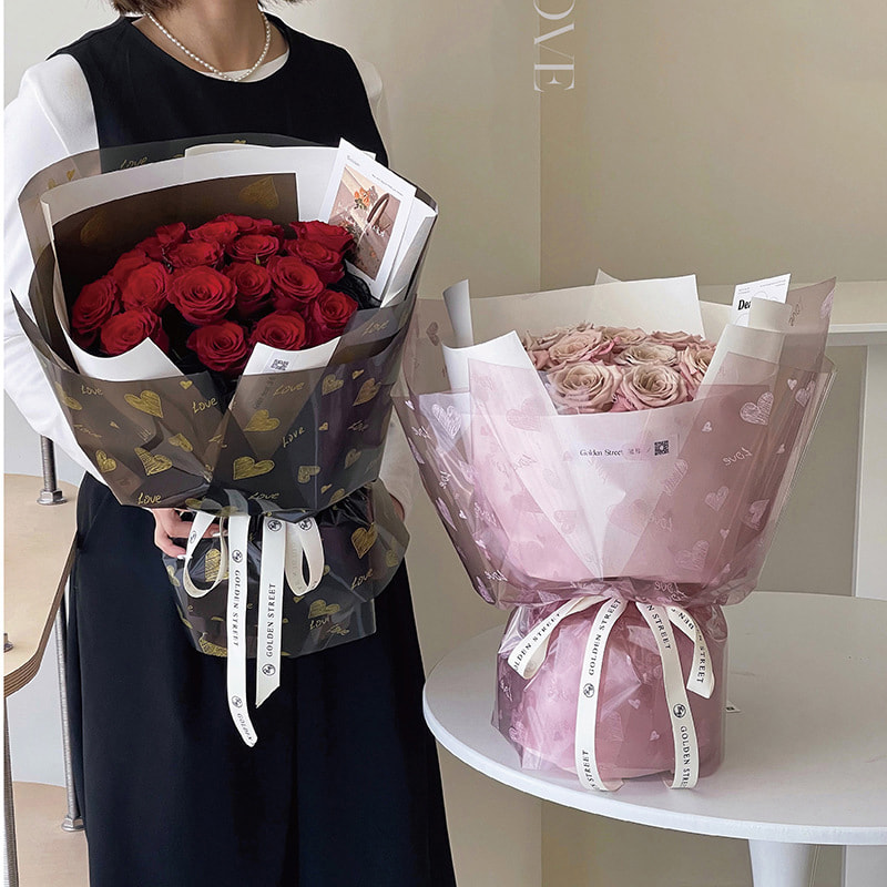 Love Print Design Floral Packaging Paper Waterproof Thickened Single Side Coated