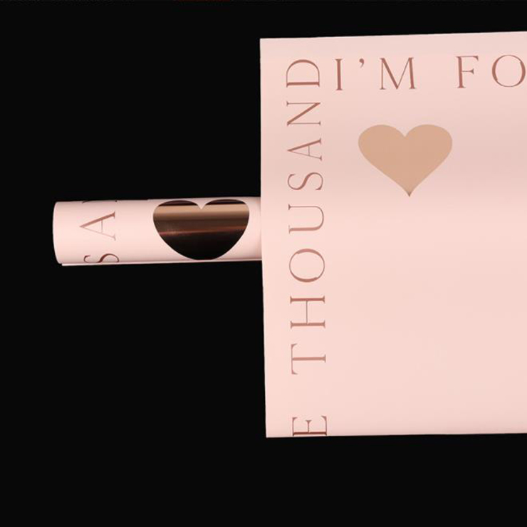 Gold-stamped heart wrapping paper