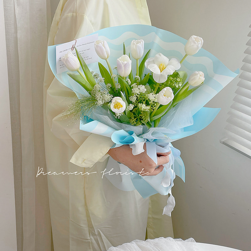 Solid Flower Wrapping Paper na may Wave Edge