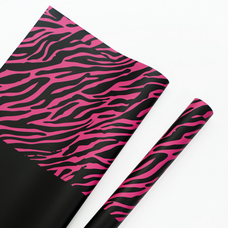 Zebra-print na anim na kulay na papel na pambalot ng bulaklak