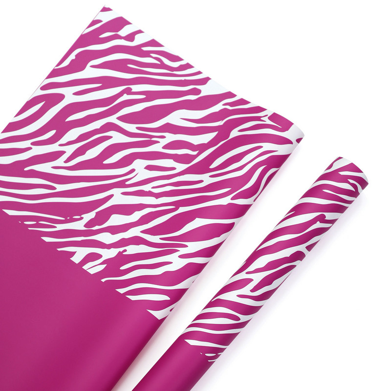 Zebra-print na anim na kulay na papel na pambalot ng bulaklak