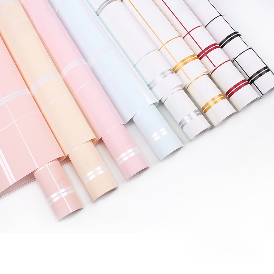 Eight-colored checkered line flower wrapping paper